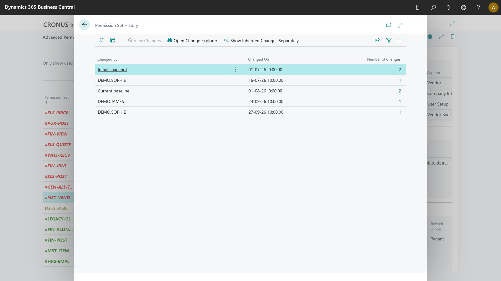 The Permission Set History of a permission set