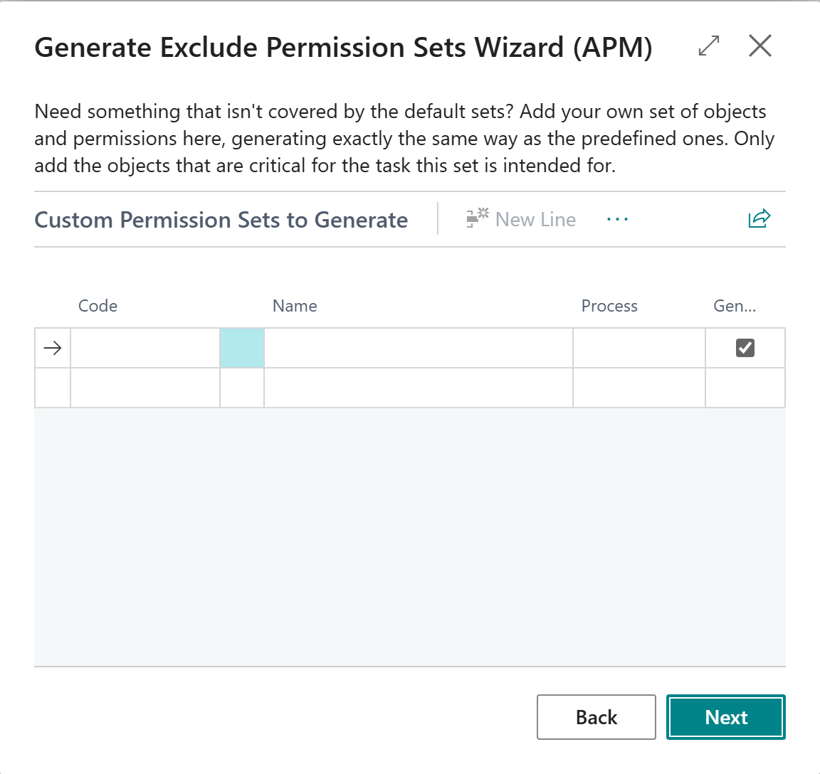 Adding your own permission set