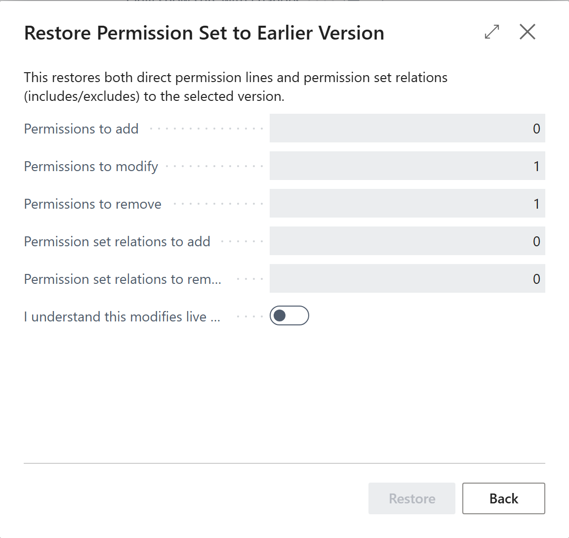 Rollback: preview of what will change