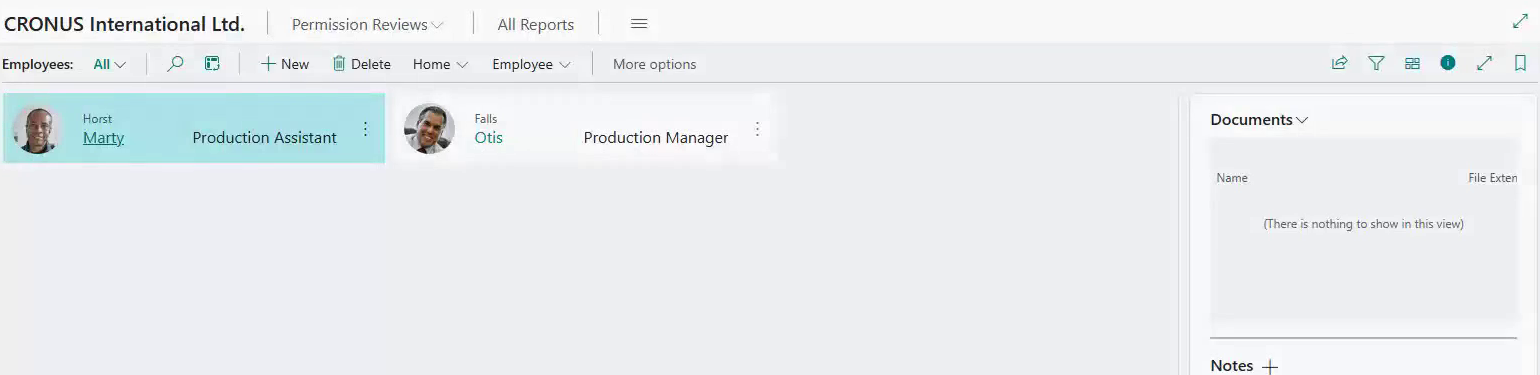 The Employee list with Filter Security