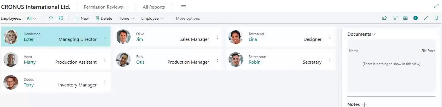 The Employee list without Filter Security