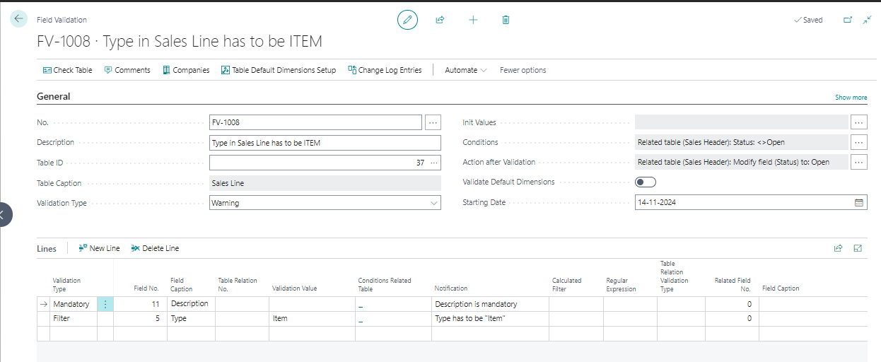 example FV table relation