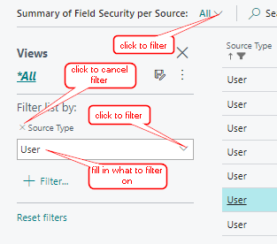 filter in summary security