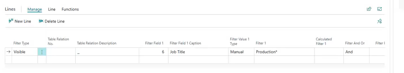 The line of the Filter Security for production