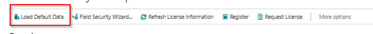 The Load Default Data action on the Field Validation Setup page